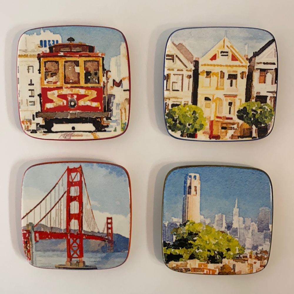 San Francisco Themed Ceramic Coasters Set